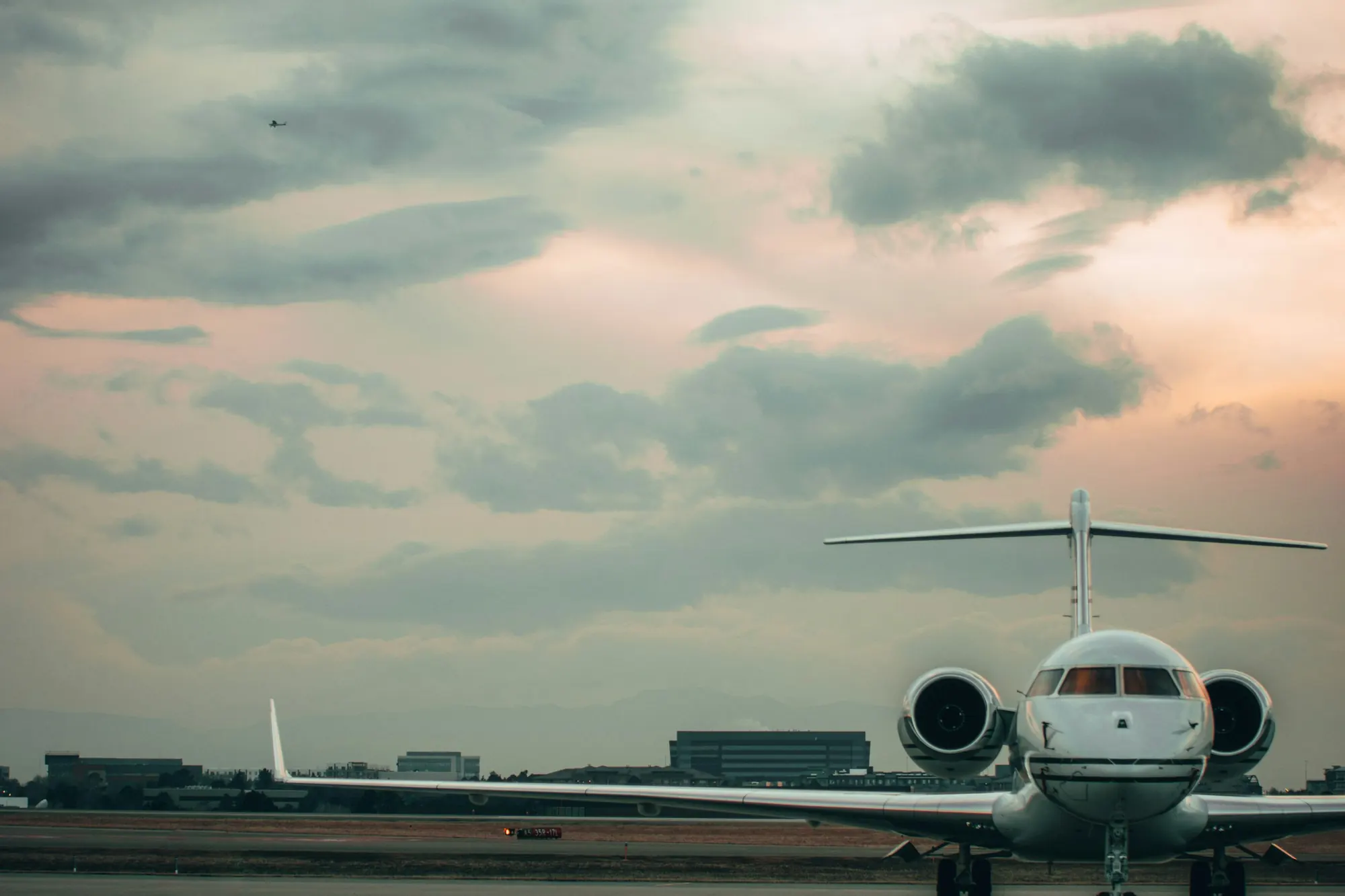 Large cabin jet at dusk